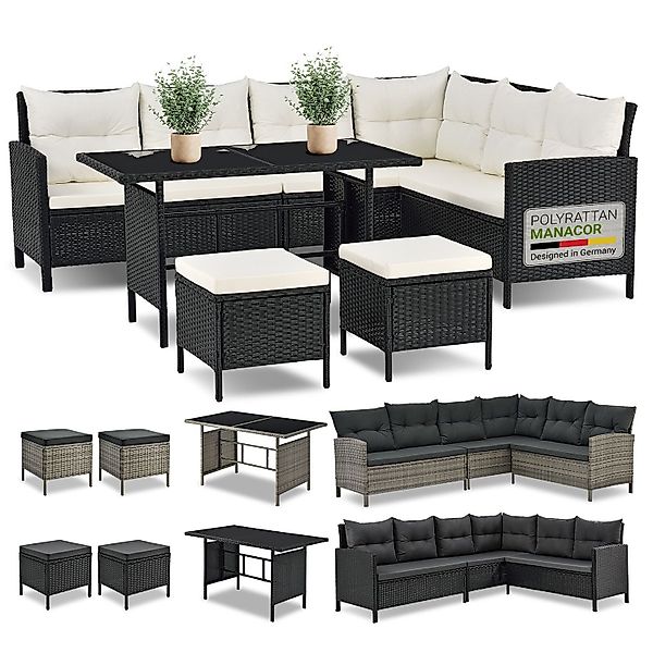 Juskys Gartenlounge-Set Manacor, (Gartenlounge), Polyrattan Gartenmöbel-Set günstig online kaufen