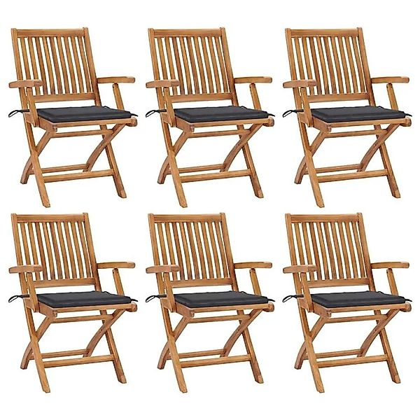 vidaXL Klappbare Gartenstühle mit Kissen 6 Stk Massivholz Teak 3072750 günstig online kaufen