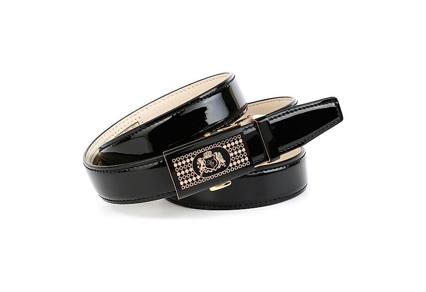 Anthoni Crown Ledergürtel mit goldfarbener, gemusterter Glas-Schließe günstig online kaufen