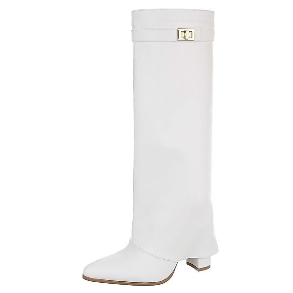 Ital-Design Elegante kniehohe Stiefelette mit Blockabsatz günstig online kaufen
