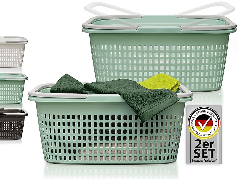 Hausfelder Wäschekorb Wäschewanne 58x37x25cm (Jadegrün, 2 günstig online kaufen