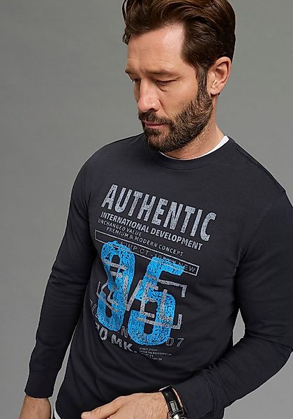 Man's World Langarmshirt neue Farbe! Langarm, bedruckt, aus Baumwolle und V günstig online kaufen