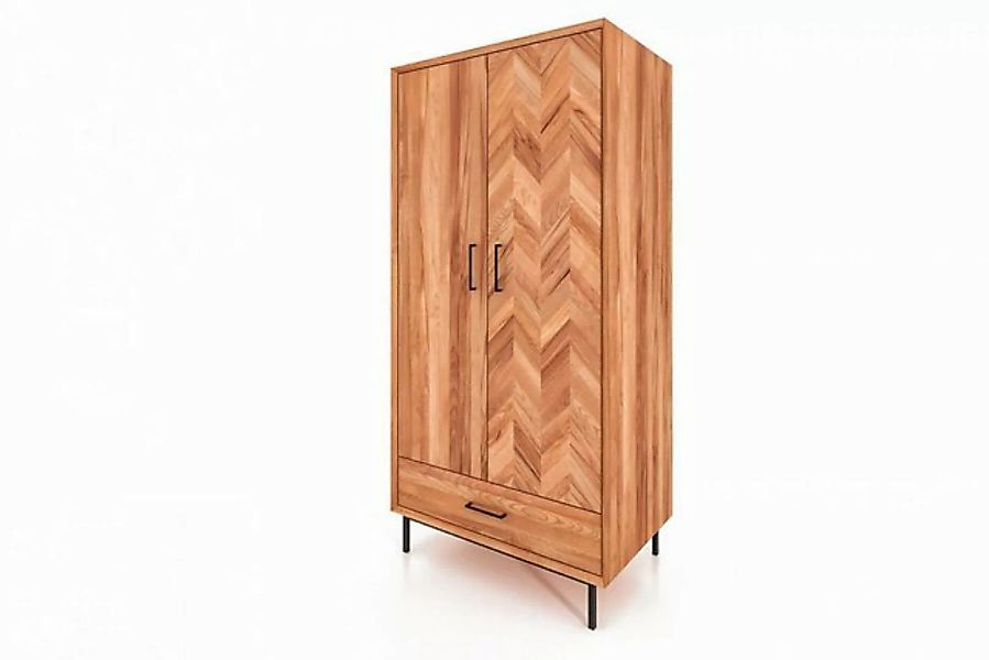 Natur24 Kleiderschrank Kleiderschrank Seiba Kernbuche 97x60x196 Fischgrät 2 günstig online kaufen