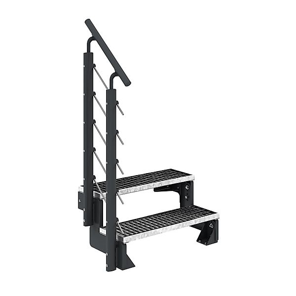 Dolle Außentreppe Gardentop Anthrazit 2 Gitterroststufe 80 cm inkl. Gelände günstig online kaufen