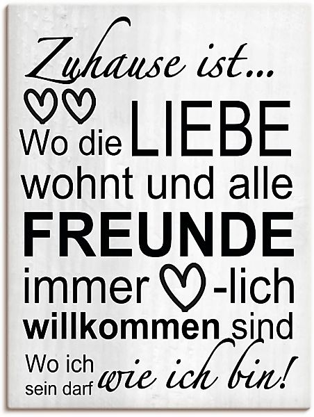 Artland Wandbild "Wo die Liebe wohnt" Sprüche & Texte 1 Stk. tlg. als Leinw günstig online kaufen