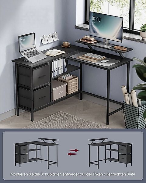 VASAGLE Eckschreibtisch Schreibtisch, L-Form, mit verstellbarer Ablage und günstig online kaufen