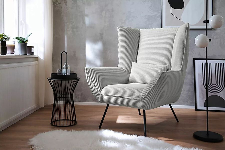 KAWOLA Sessel IVA Relaxsessel Cord hellgrau günstig online kaufen