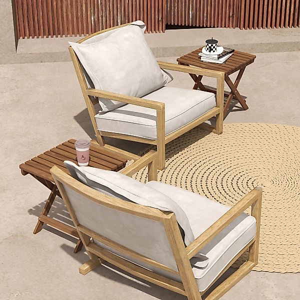 Outsunny Beistelltisch Outdoor 2er-Set  Klappbarer Gartentisch aus Holz, id günstig online kaufen