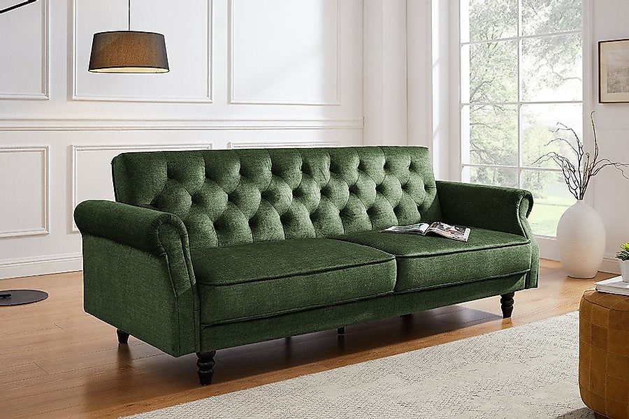 riess-ambiente Sofa MAISON BELLE AFFAIRE 220cm moosgrün – Samt, Schlaffunkt günstig online kaufen