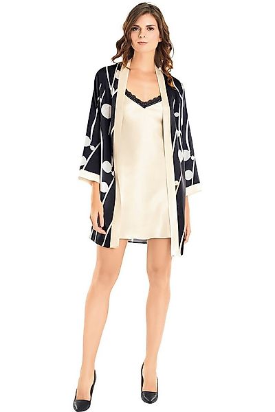 Nachthemd Satin-Nachthemd-Set für Damen – 2-teilig mit Kimono & Spitze günstig online kaufen