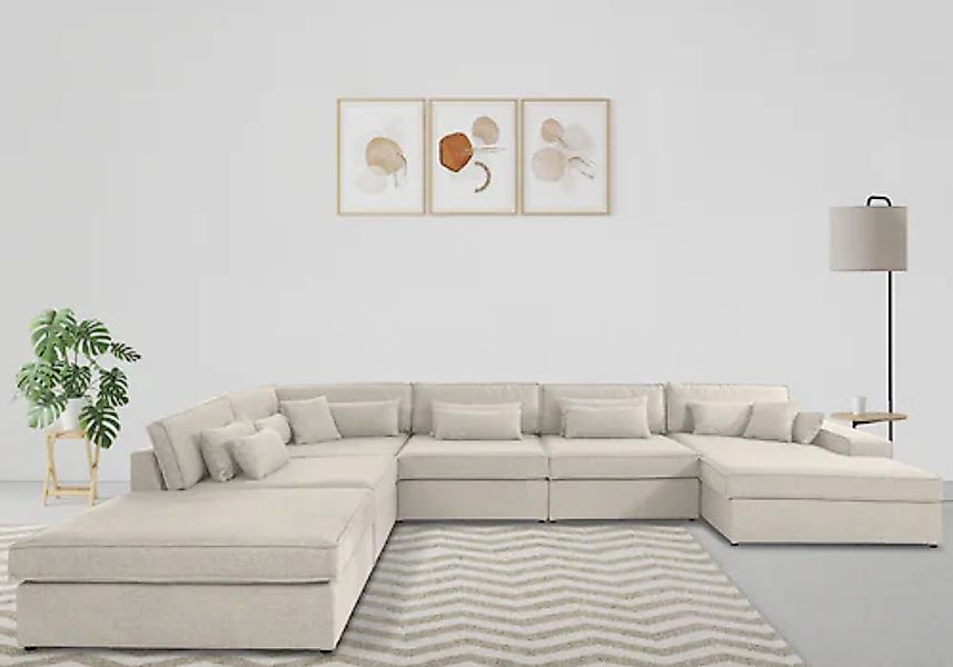 OTTO home Wohnlandschaft »Enid U-Form« 6 Teile, bestehend aus Modulen, in v günstig online kaufen