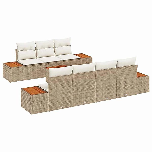 vidaXL Garten-Sofa-Set mit Kissen mit Speicher 8-Tlg Beige Poly Rattan 3356 günstig online kaufen