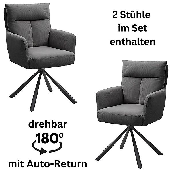 Stolkom Armlehnstuhl "Sofia" (Set) 2 Stk. Cord 180 grad drehbar mit Auto-Re günstig online kaufen