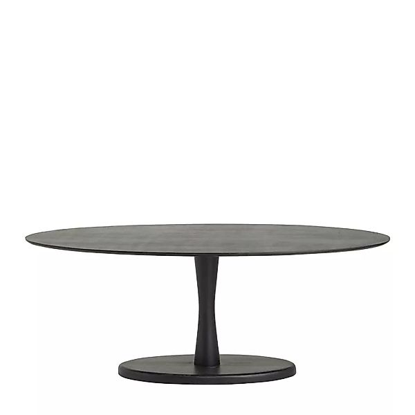 Küchentisch Massivholz schwarz im Retrostil ovaler Tischplatte günstig online kaufen