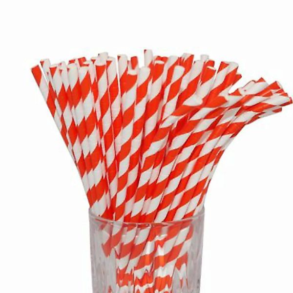 LUXENTU Papier-Trinkhalm orange/weiß gestreift mit Knick 100 Stück Trinkhal günstig online kaufen