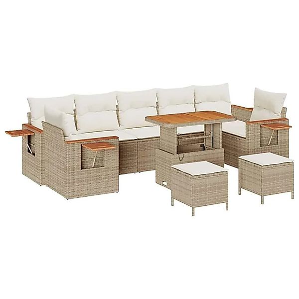 vidaXL Gartensofa-set mit Kissen 13-Tlg Beige und Creme Poly-Rattan 3365111 günstig online kaufen