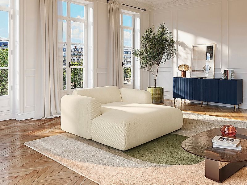 Recamiere 2-Sitzer - Samt-Stoff - Off-White - POGNI günstig online kaufen