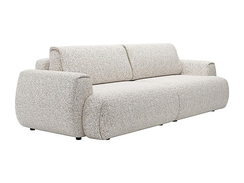 Sofa mit Schlaffunktion 4-Sitzer - melierter Stoff - Hellgrau - MONELIA günstig online kaufen