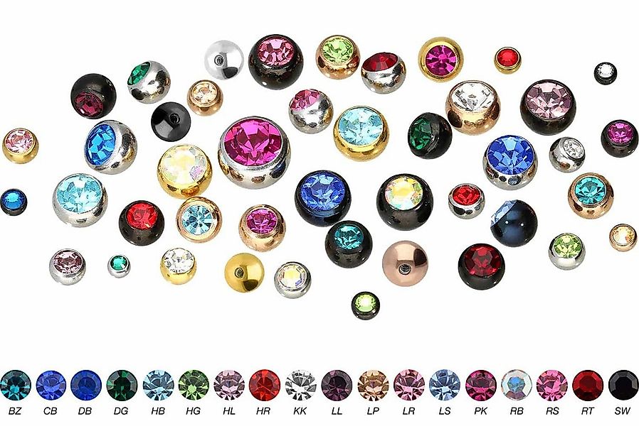 PIERCINGLINE Piercing-Set Chirurgenstahl Schraubkugel KRISTALL (Schraub-Auf günstig online kaufen