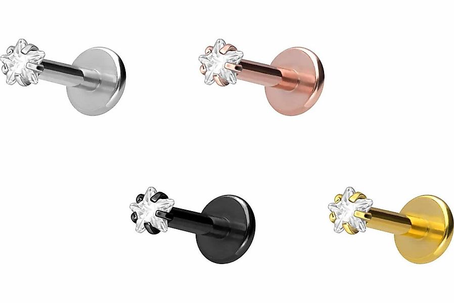 PIERCINGLINE Piercing-Set Titan Labret mit Innengewinde EINGEFASSTER KRISTA günstig online kaufen