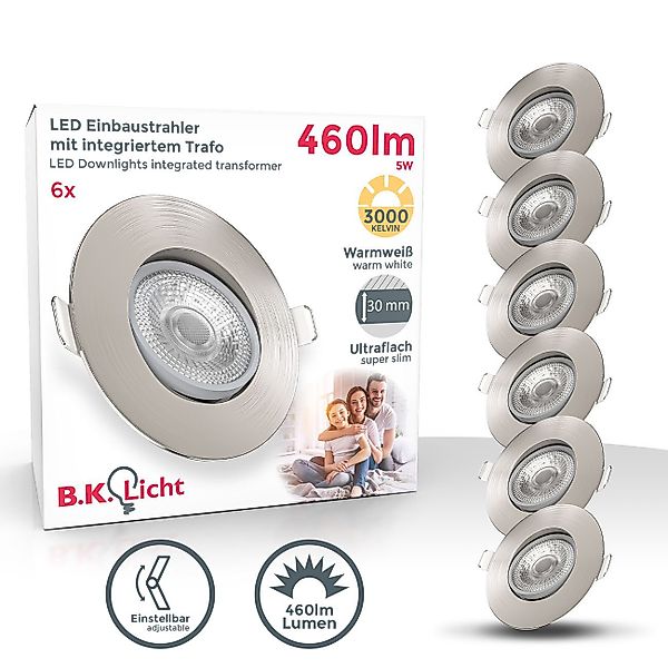 B.K.Licht LED Einbaustrahler SET Einbauleuchten 90mm günstig online kaufen