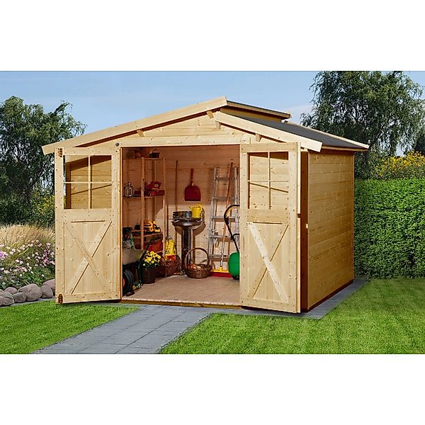 Weka Holz-Gartenhaus Natur Pultdach Lasiert 273 cm günstig online kaufen