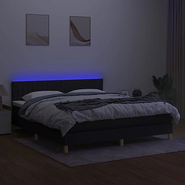 vidaXL Boxspringbett mit Matratze & LED Schwarz 180x200 cm Stoff 3133895 günstig online kaufen