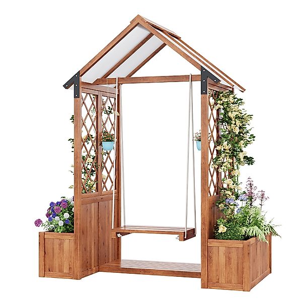 SOFTWEARY Spalier mit Blumenkasten und Schaukel, günstig online kaufen