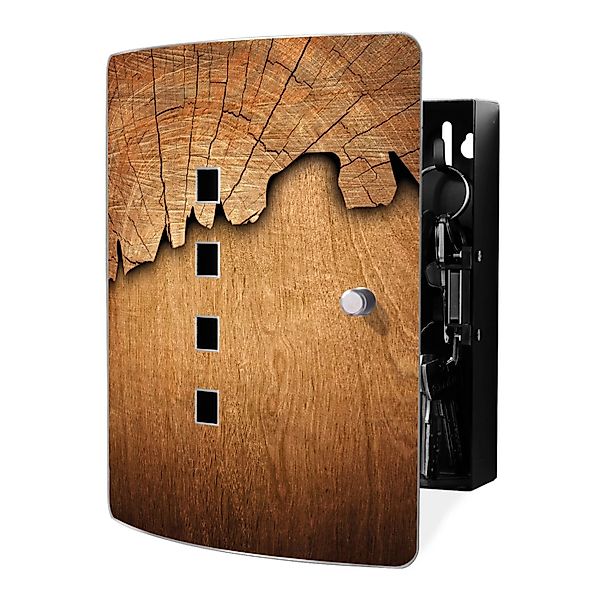 banjado Schlüsselkasten Edelstahl Holz (verstellbarer Magnetverschluss, mit günstig online kaufen