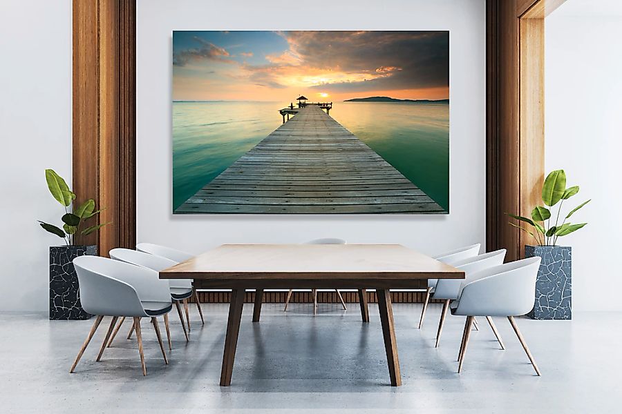 queence XXL-Wandbild "Akustikbild Steg Bali Sonnenuntergang", Bilder vom So günstig online kaufen