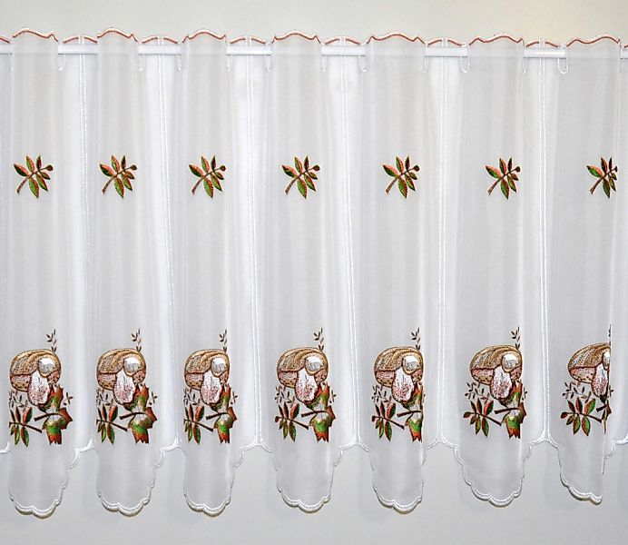 Stickereien Plauen Scheibengardine Pilze, Stangendurchzug (1 günstig online kaufen