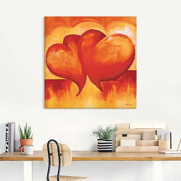 Artland Wandbild »Abstrakte Herzen - Orange«, Herzen, (1 St.), als Leinwand günstig online kaufen