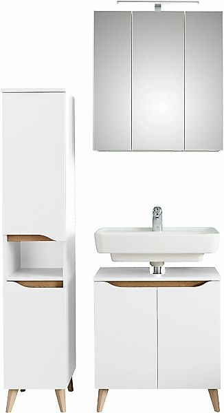 Saphir Badmöbel-Set "Quickset 3-teilig, Waschbeckenunterschrank mit LED-Spi günstig online kaufen