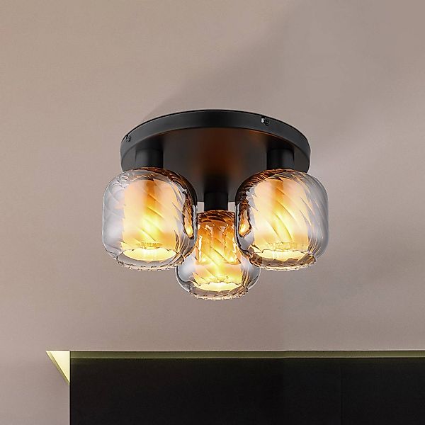 Deckenlampe Xia, Ø 37 cm, rauchgrau, 3-flg., Glas günstig online kaufen