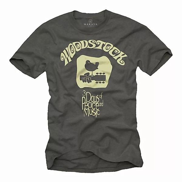 MAKAYA T-Shirt 60s 70s Woodstock Hippie Musik Motiv Mit Frontprint günstig online kaufen