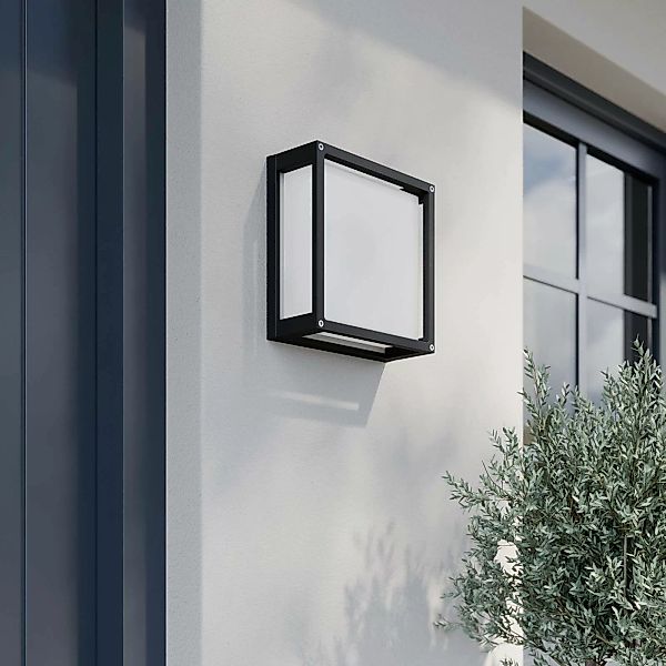 Lucande Außenwandlampe Aurelien, grau, Aluminium, 25 x 25 cm günstig online kaufen