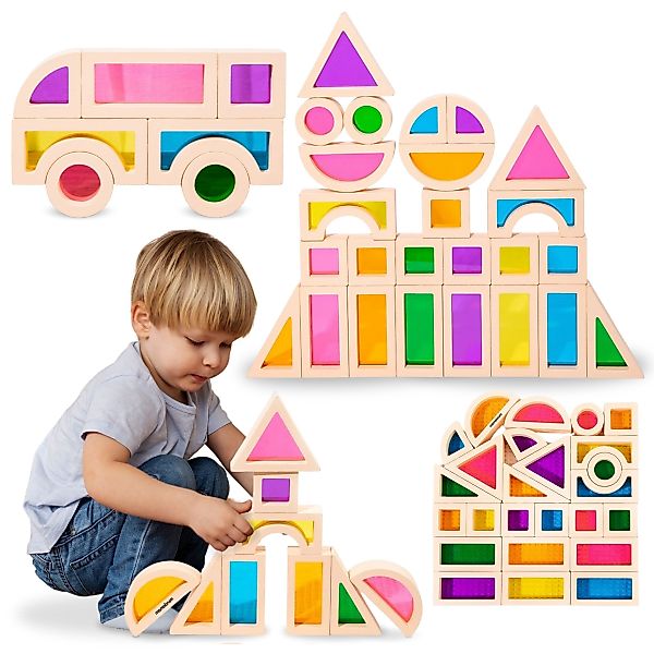Mamabrum Lernspielzeug Regenbogen-Holzbausteine - 25 Teile, günstig online kaufen