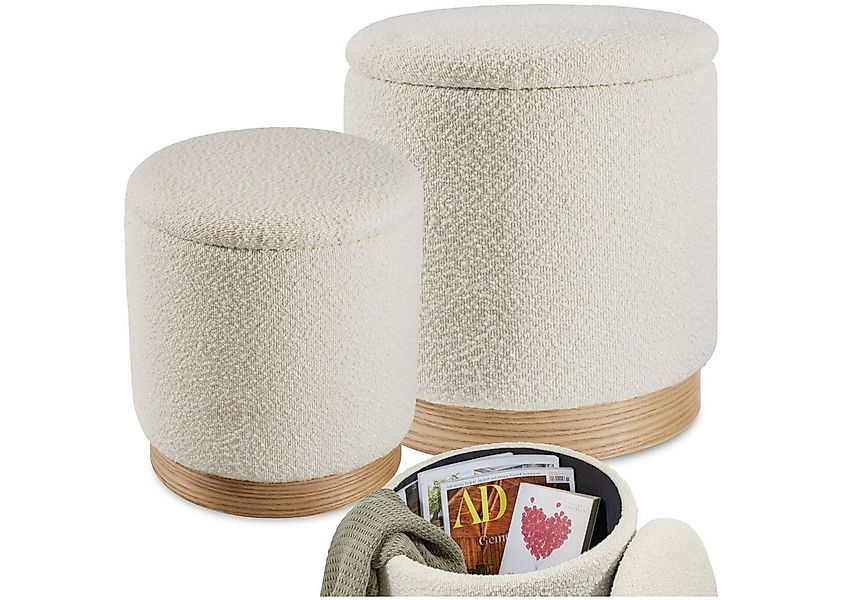 tectake Sitzhocker 2er Set Sitzhocker mit Stauraum, rund günstig online kaufen