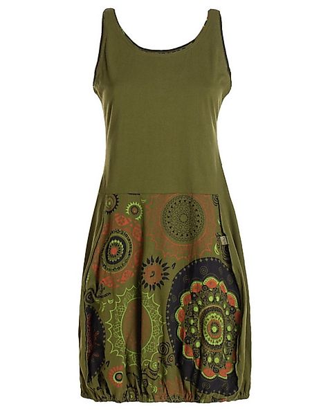 Vishes Ballonkleid Damen mittellanges Kleid Baumwolle geometrisches Muster günstig online kaufen