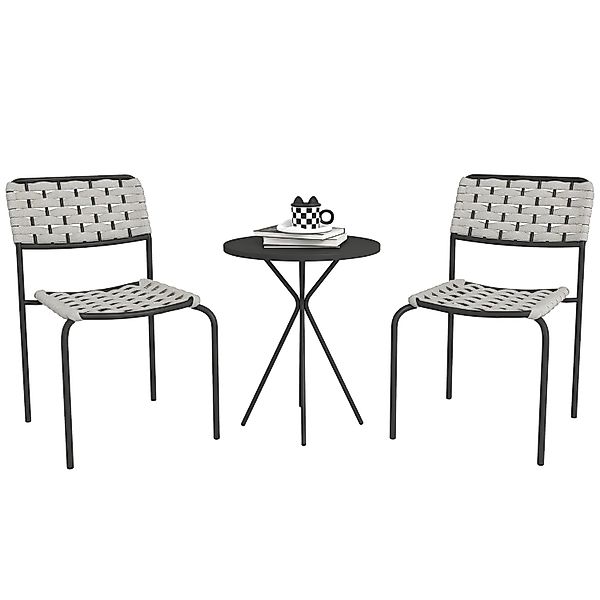 Outsunny Balkonmöbel Set Stahl  Polyester 46L x 60B x 80H cm Grau günstig online kaufen