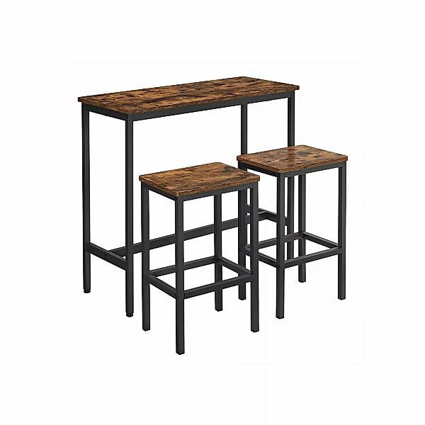 Vasagle Stehtisch mit 2 Hocker Braun-Schwarz günstig online kaufen