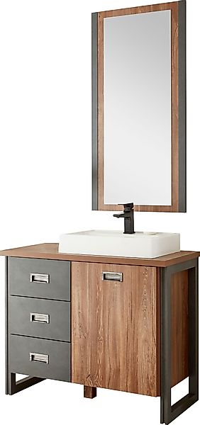 Home affaire Badmöbel-Set "Detroit, Bad im Industrialdesign, 2-teiliges Bad günstig online kaufen