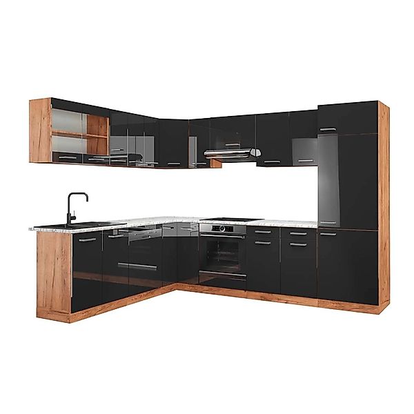Vicco R-Line Eckküche Anthrazit Hochglanz/Goldkraft Eiche 227 x 287 cm AP M günstig online kaufen