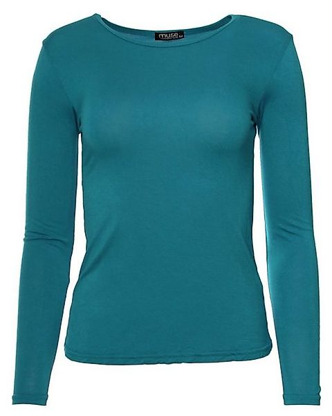 Muse Rundhalsshirt Basic Rundhals Langarmshirt Skinny Fit 1093 günstig online kaufen