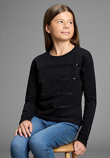 Bruno Banani Langarmshirt Shirt mit Paillettendetails günstig online kaufen