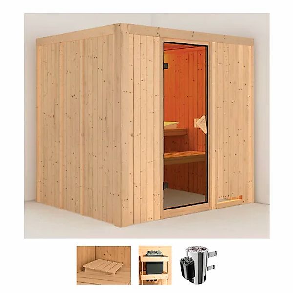 Karibu Sauna »Dima« Set, 3,6-kW-Plug & Play Ofen mit integrierter Steuerung günstig online kaufen