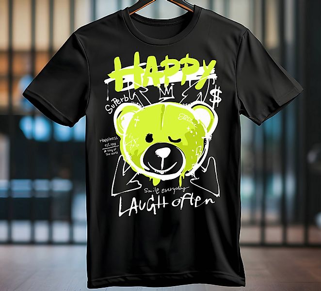 Banco Print-Shirt Herren Happy Bear Sommershirt Streetwear Outdoor 100% Bau günstig online kaufen