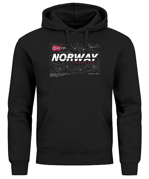 Neverless Hoodie Hoodie Herren Print Norwegen Flagge Schriftzug Norway Expl günstig online kaufen
