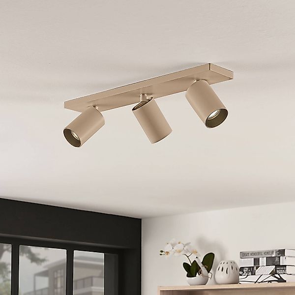 Arcchio Strahler Brinja, braun, eckig, Ø 6 cm, 3-flg., GU10 günstig online kaufen