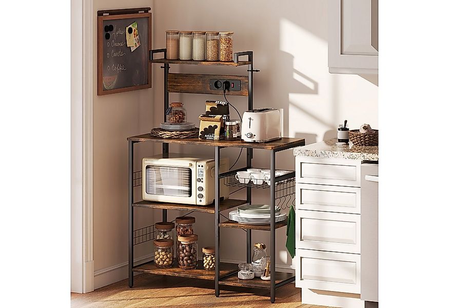 HOMCOM Küchenregal Bäckerregal mit X-Streben, Standregal 1-tlg., Mit Steckd günstig online kaufen